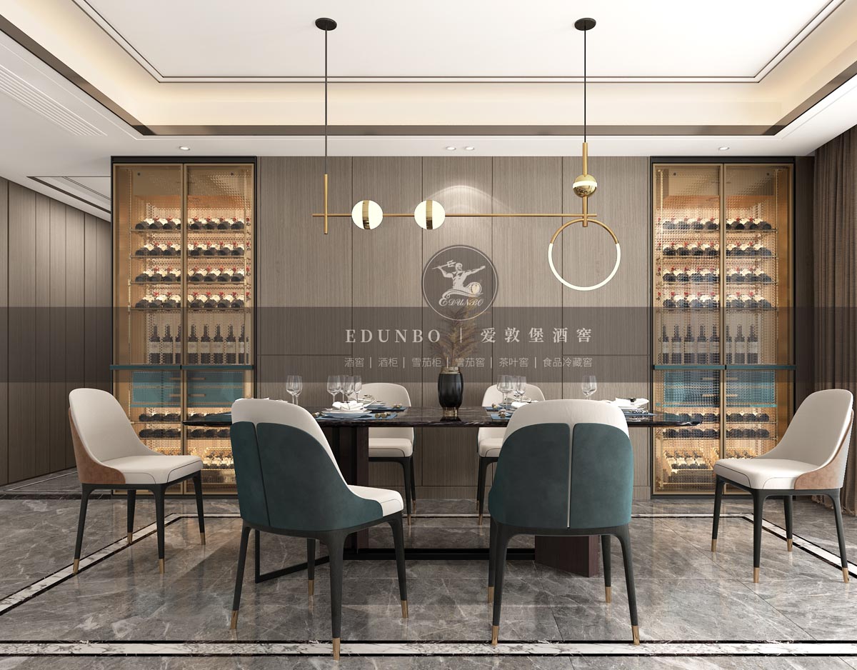 轻奢餐厅双门酒柜